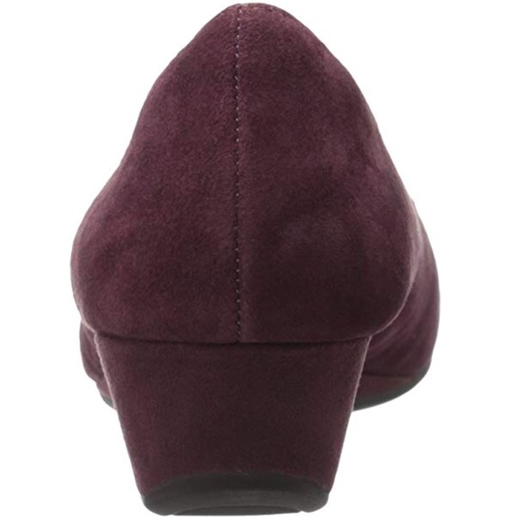 Suede Burgundy Red Wide Fit Comfort Wedge Pump - Picture 6 of 6